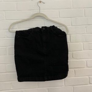 Skinny black jean skirt